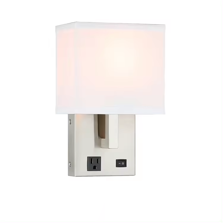 Lampada da parete per testiera da comodino per Hotel di fabbrica lampada da parete moderna per camera da letto con paralume in tessuto