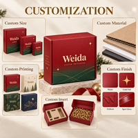 Boîte d'expédition pliable en carton imprimé sur mesure avec motif artistique dégradé rouge-vert et ligne dorée, pour emballage de marque saisonnier