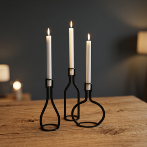 Support de bougie moderne en métal en forme de bouteille pour 3 bougies, centre de table décoratif, chandelier, décoration intérieure, salle à manger - Product Image 3