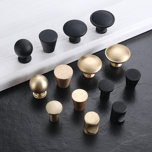 Aluminum Alloy Round Cabinet <b>Knobs</b> Gold Black Minimalist Furniture <b>Drawer</b> Wardrobe Door Handles Durable Hardware - Product Image 1