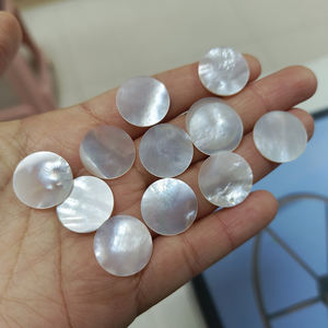 Corte redondo de nácar natural de 16-18 mm, doblemente plano, concha blanca, piedra preciosa para la fabricación de joyas. - Product Image 5