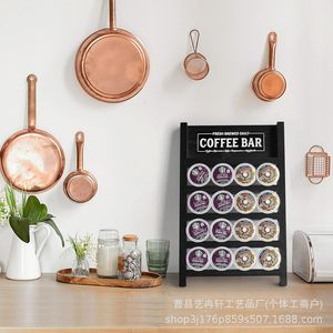 ชั้นวางแคปซูลกาแฟไม้ 4 ชั้น 22.6x3x35.5 ซม. ที่เก็บของบนโต๊ะ ตกแต่งบาร์กาแฟสไตล์ฟาร์มเฮาส์ - Product Image 3