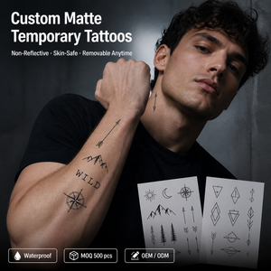 Pegatinas de <span class=keywords><strong>Tatuajes</strong></span> Temporales Personalizadas <span class=keywords><strong>con</strong></span> Acabado Mate, Resistentes al Agua, Seguras para <span class=keywords><strong>la</strong></span> Piel, Venta al por Mayor de Fábrica OEM - Product Image 1