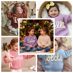 Suéter Personalizado para Bebé con Nombre Bordado, Suéter Tejido a Medida para Recién Nacidos, Niñas y Niños, <span class=keywords><strong>Regalo</strong></span> para Baby Shower o Navidad - Product Image 4