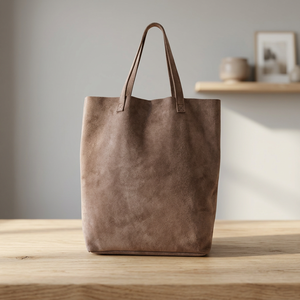 Pochette décontractée pour femme en cuir véritable imperméable, avec fermeture éclair, pliable, légère, grande capacité, faite à la main, amovible - Product Image 1