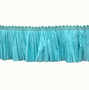 Garniture de pompon en raphia décoratif coloré à la mode de 3 cm de conception personnalisée en gros pour rideau