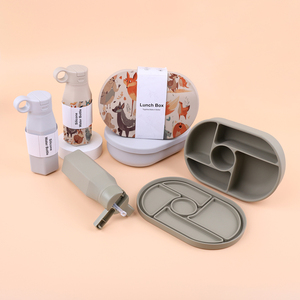 Fiambrera Bento de silicona reutilizable con divisor, segura para microondas, contenedor de comida portátil personalizado para llevar con botella de agua de silicona - Product Image 6