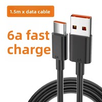 Câble Type-C noir de 1,5 m avec gaine TPE, charge rapide 6A, conducteur en cuivre composite pour téléphones mobiles et ordinateurs