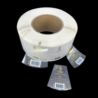 Étiquette de parfum transparente de forme personnalisée autocollant clair de bouteille d'huile essentielle avec effet de feuille d'or