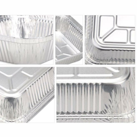 Conteneurs alimentaires jetables carrés de 9 pouces en aluminium 1440ml boîtes de plateau Tiffin plaques d'emballage de fast-food pour fast-foods