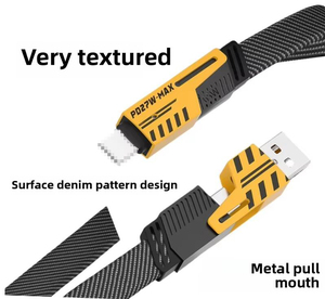 Sạc nhanh 120W, bộ 2 cổng <span class=keywords><strong>USB</strong></span> QC 2 Type-C PD 4 trong 1, dành cho <span class=keywords><strong>iPhone</strong></span> & PC, cáp dữ liệu sạc nhanh, chất lượng cao, hợp kim kẽm - Product Image 2