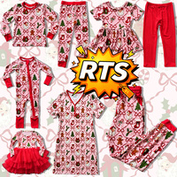 Pantalon de pyjama de Noël en bambou pour femme, motif Père Noël et chaussette, taille élastique avec cordon de serrage, style jogger, prêt à expédier