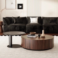 Table basse moderne en bois massif avec plateau en pierre et rangement, aucun assemblage requis, mobilier de salon, personnalisation OEM/ODM