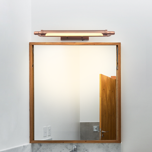 Lampe murale LED moderne avec miroir lumineux, finition dorée, indice de protection IP44, intensité réglable, garantie de 3 ans, pour usage domestique et hôtelier - Product Image 1