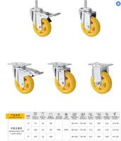Roulettes pivotantes de haute qualité en acier inoxydable de 3 pouces, 4 pouces, 5 pouces, à usage moyen, avec frein latéral, en TPR/PA/PU
