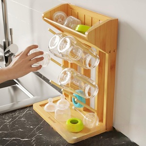 ชั้นวางขวดนมไม้ 27x16x37 ซม. 4 ชั้น ชั้นวางตากขวดสำหรับใช้ในครัว - Product Image 2