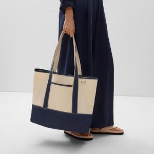 Borsa <span class=keywords><strong>Shopper</strong></span> in Tela con Chiusura a Bottoni, Design Personalizzato con Logo, per <span class=keywords><strong>Donna</strong></span>, con Tasche Interne ed Esterne - Product Image 2