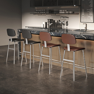 Taburete de Bar de Estilo Industrial con Respaldo Tapizado, Estructura de Hierro, Uso Comercial Duradero - Product Image 2