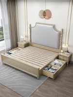 Offre Spéciale – Cadre de Lit Moderne de Luxe en Bois Massif Rembourré en Cuir, Confortable et Écologique, Tailles Queen et King pour Chambre Parentale