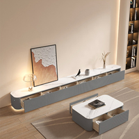 Nuevo conjunto de muebles de combinación de estilo nórdico minimalista francés para salas de estar grandes y pequeñas, mesa de centro de estilo crema, TVCabinet