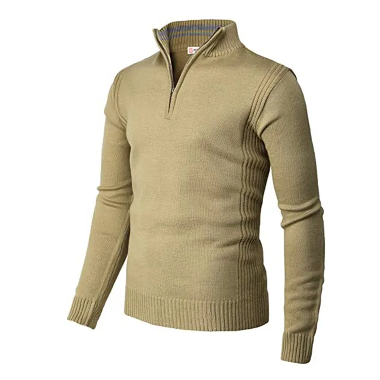 Manufacturer Wholesale Custom ODM/OEM Customized 7 gg Turtleneck Polo Collar Sweater 1/4 Quarter Zipper Cotton Sweater for Men