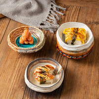 Assiettes créatives peintes à la main, de forme irrégulière, en céramique, pour hôtel, restaurant, usage domestique