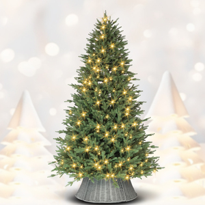 Pure PE Artificial Christmas <b>Tree</b> <b>with</b> Warm White LED <b>Lights</b> Eco-Friendly Decoration (Excluding Fence) - Product Image 1