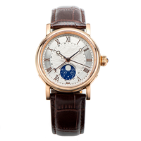Montre de plongée automatique pour hommes, nouvelle mode, bracelet en cuir, boîtier en acier inoxydable, cadran en cristal saphir, résistant à l'eau 5 bars