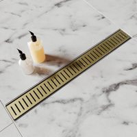 Drain de douche moderne en acier inoxydable pour salle de bain d'hôtel noir linéaire 24 pouces avec grille à motif de capsule amovible