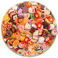 Cabochon miniature 3D en résine, artisanat écologique, pizza, pain, gâteau, hamburger, style plat pour souvenirs de Noël