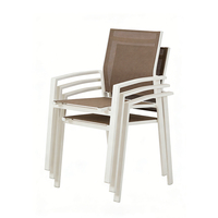 Fauteuil de jardin HOMFUL en aluminium avec assise en tissu respirant, dossier en toile, design démontable, empilable, chaise de café d'extérieur