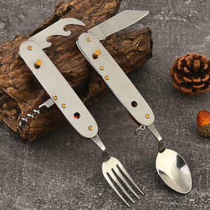 ชุดอุปกรณ์รับประทานอาหารอเนกประสงค์ 6-in-1 สแตนเลส พับได้ มีด ส้อม ช้อน ชุดปิกนิกพกพาสำหรับกิจกรรมกลางแจ้ง - Product Image 4