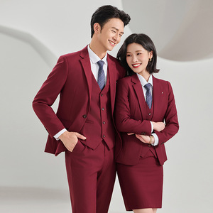 Royal Blue Business Suit Set Unisex Workwear Thickening Polyester Formal Wear For Office - Product Image 4