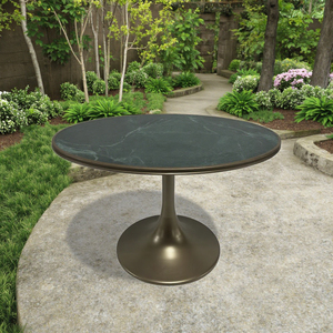 Modern Outdoor Sintered Stone <b>Aluminum</b> Round Dining <b>Table</b> for Hotels Villas Parks Furniture Use - Product Image 2
