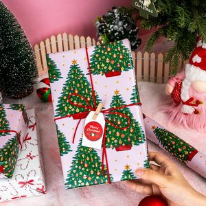 Yarcony Girl Christmas Wrapping Paper Roll 17 Inch X 33 Feet Pink Tree <b>Candy</b> <b>Cane</b> Bow Design Easy Tear Decorative Paper - Product Image 4