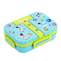 600ml Schüler-Silikon-Lunchbox mit Individueller Abdichtung Auslaufsicheres Plastikdesign 3 Fächer PP Faltbarer Löffel für Kinder