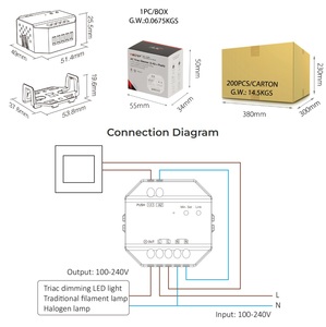 Gradateur TRI-C1 AC 110V 220V, gradateur sans fil RF 2.4G, gradation par pression, interrupteur AC intelligent, gradateur pour lampes LED intelligentes - Product Image 5