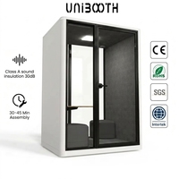 UNIBOOTH Cabine insonorisée de luxe, 30 dB, ISO 23351 Classe A, ASTM-E84 ignifuge, installation rapide en 30-45 min, pour laboratoire, atelier, OEM, ODM