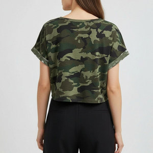 Camo T-shirts <strong>Women's</strong> Summer Professional Quality Crop <strong>Tops</strong> New Arrival 100% Cotton Custom Logo <strong>Rainbow</strong> Print Cropped Shirts - Product Image 2