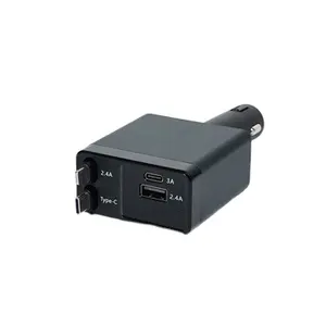 PD 타입 C 차량용 충전기 고속 충전 100w 4 in 1 다용도 고속 충전기 차량용 충전기 USB 포트 어댑터 개폐식 케이블