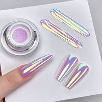 Poudre à ongles irisée violette polarisée effet lune, aurore magique, miroir, glace transparente, néon, paillettes pour décoration d'ongles