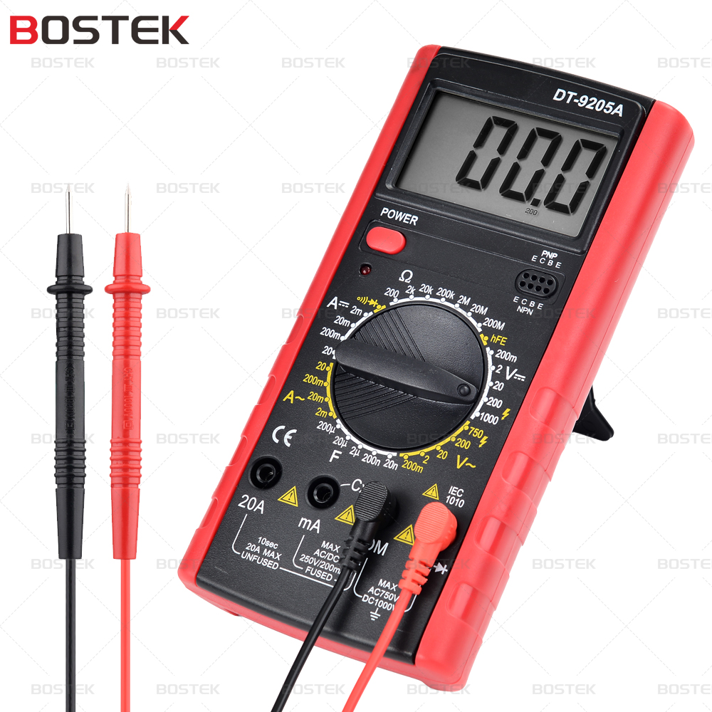 Цифровой мультиметр BOSTEK DT9205A, измеритель напряжения постоянного и переменного тока, амперметр, тестер Гц Ом