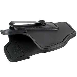 Étui tactique <span class=keywords><strong>compact</strong></span> en cuir pleine fleur unisexe avec fermeture à fermoir pour armes de poche dissimulées, pochette noire - Product Image 3