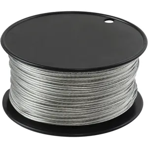 7x7 Vinyl Coated Wire 500 Feet 1/16 Inch Braided Stainless Steel Cable Plastic Covered Wire Rope Stranded Rope for String Lights