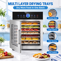 RVS Voedseldehydrator met digitale touchscreen-bediening voor het drogen van fruit, vlees, groenten en huisdierensnacks