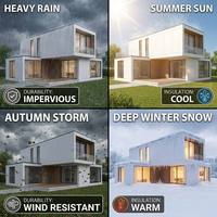 Casa Container a Due Piani, Edificio Modulare Moderno con Struttura in Acciaio e Facciata in Vetro, Montaggio Rapido per Ristoranti e Caffè sul Lago