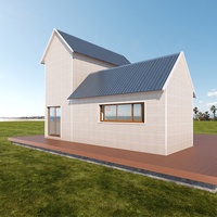 Maison conteneur préfabriquée portable à deux étages en panneaux sandwich, à faible coût, en forme de L avec toit en pente