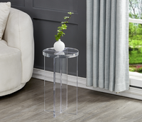 Table console moderne en acrylique poli effet diamant pour salon et salle à manger, table basse ronde avec design en forme de croix