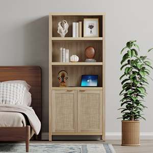 خزانة كتب عصرية من الخيزران عالية الجودة ومتينة بثلاثة أرفف لغرفة المعيشة والمكتب المنزلي - Product Image 2