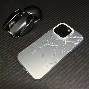 Blanc foudre couleur impression plaqué argent clé TPU PC étui pour téléphone portable pour <span class=keywords><strong>Iphone</strong></span> X Xr Xs 11 12 13 14 15 16 17 Pro Max - Product Image 4